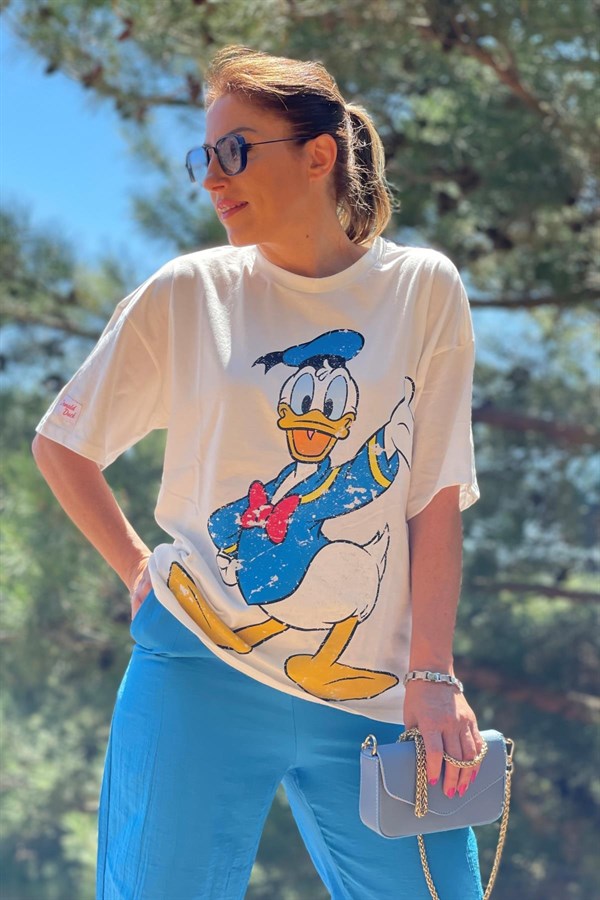 Beyaz Donald Duck Figürlü Tshirt